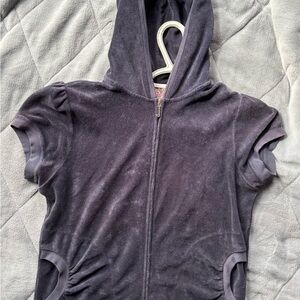 Juicy Couture navy blue Short Sleeve Hoodie Sweatshirt